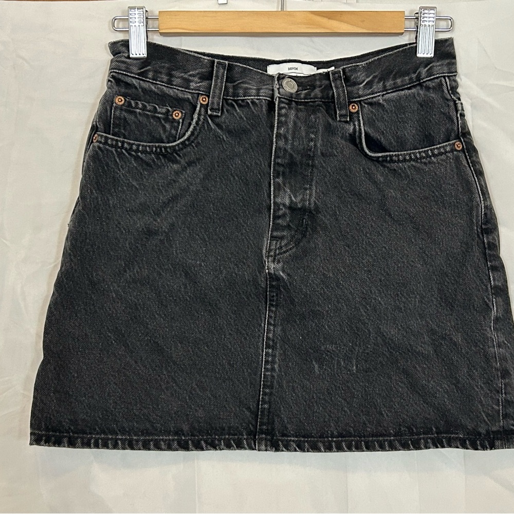 & Other Stories Black Denim Mini Skirt